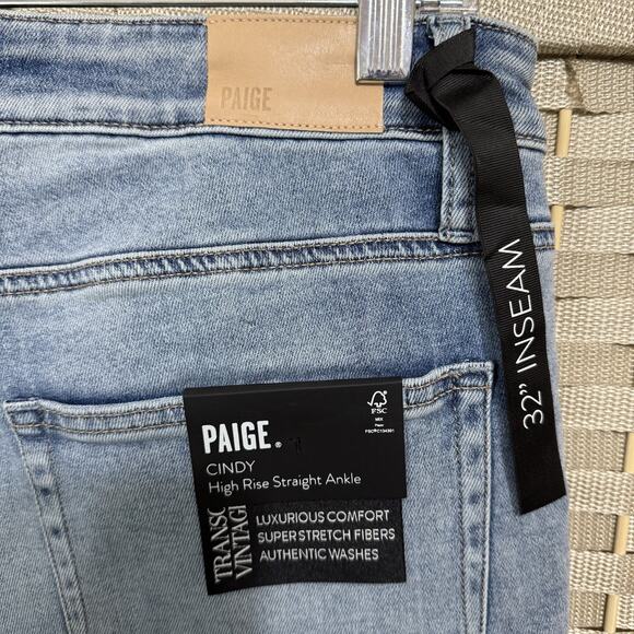 PAIGE Cindy Slit Undone Hem Jeans Women 29 Light MARIENNE Wash Stretch Denim NEW - Picture 5 of 11